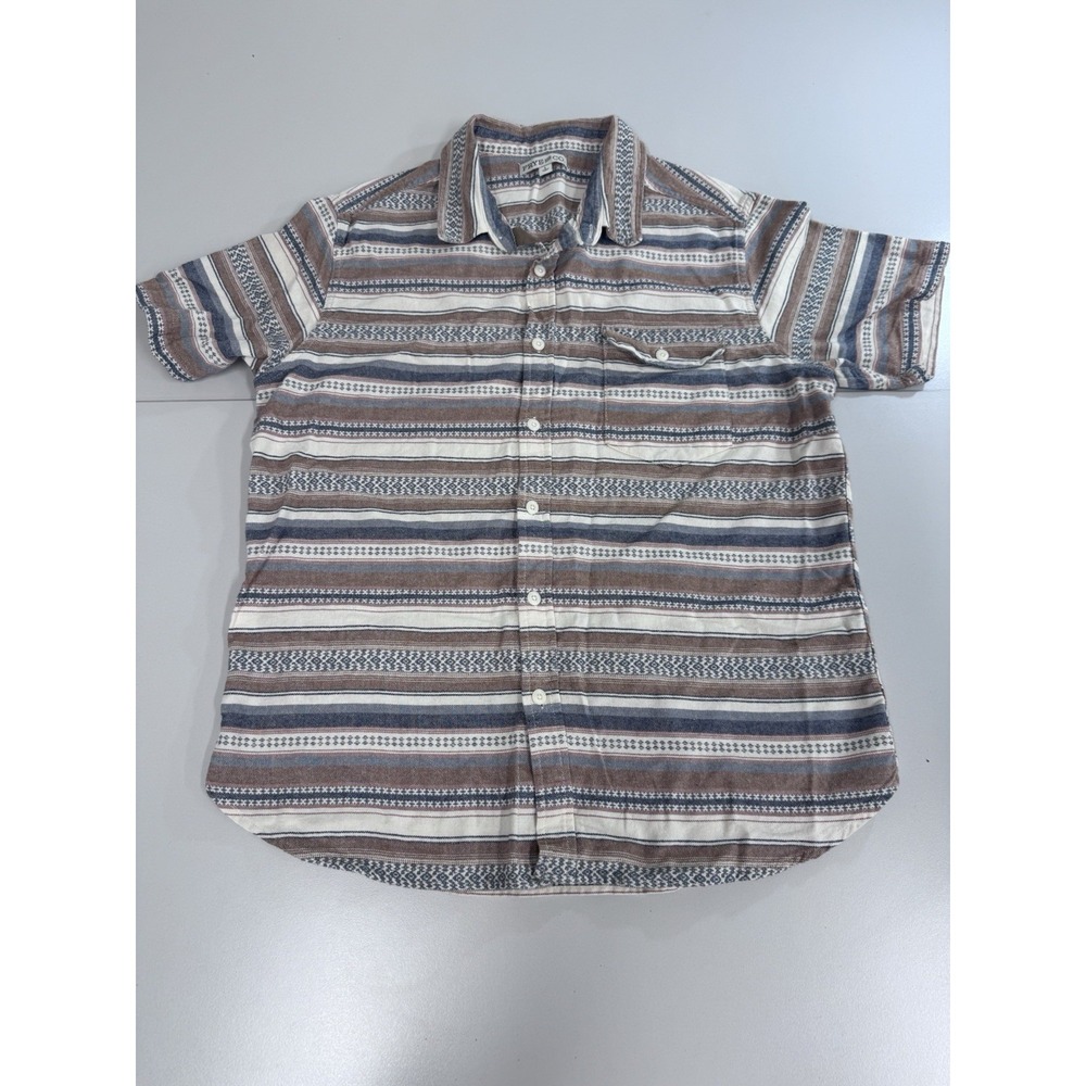 Frye And Co Shirt‎ Size L Short Sleeve Southwest Geometric Print Brown